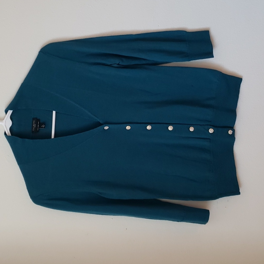 TALBOTS Merino Wool Teal Cardigan